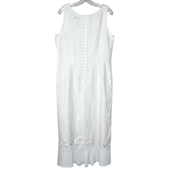 Vintage Plaza South White Linen Embroidered Maxi Dress Size 4 NWT Old Money - Picture 9 of 9